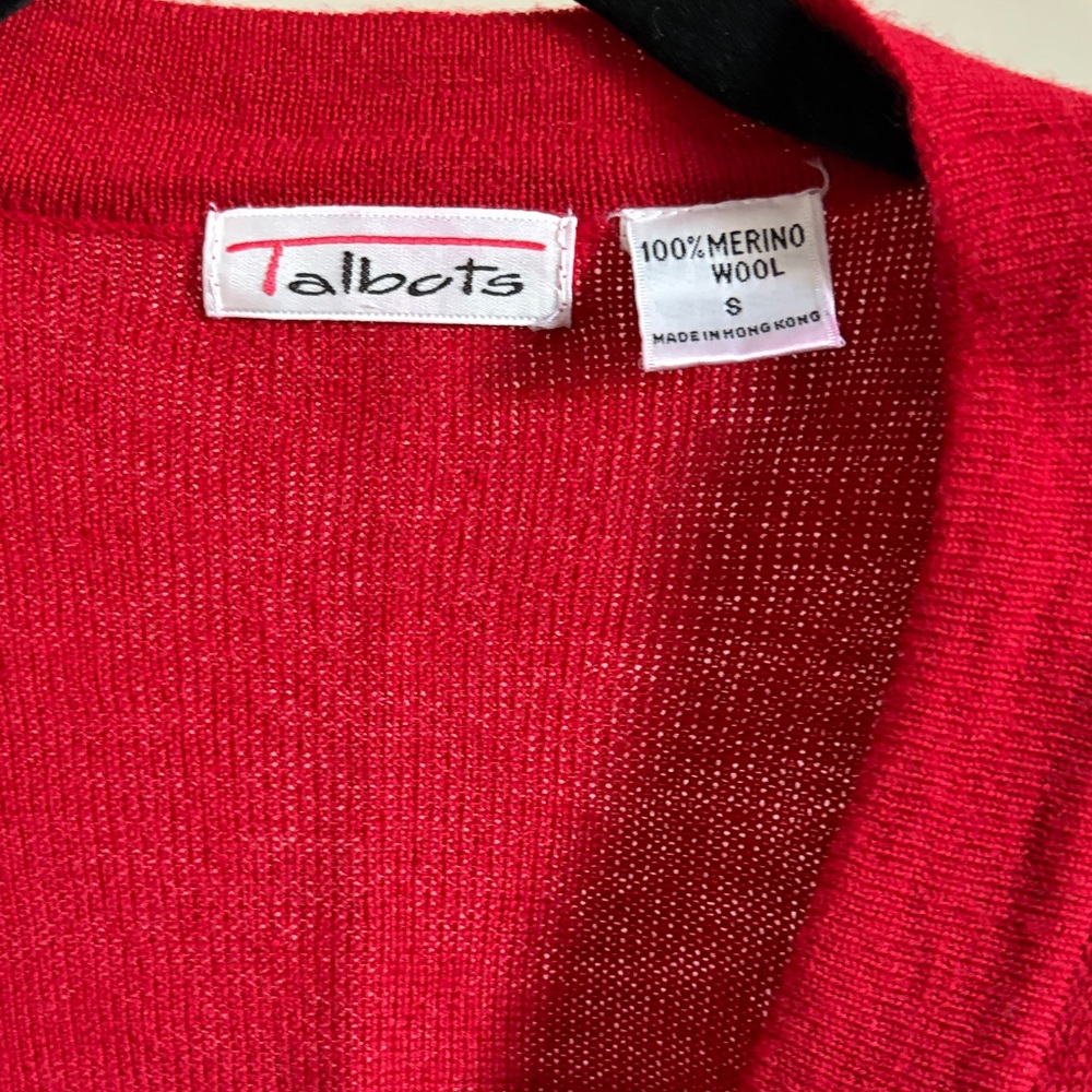 Talbots V-Neck Red Merino Wool Sweater